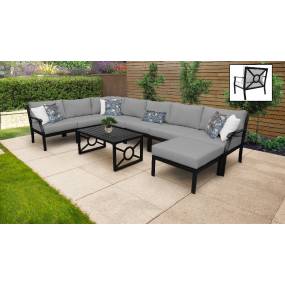 kathy ireland Homes & Gardens Madison Ave. 9 Piece Outdoor Aluminum Patio Furniture Set 09d in Slate - TK Classics Madison-09D-Grey