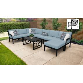 kathy ireland Homes & Gardens Madison Ave. 9 Piece Outdoor Aluminum Patio Furniture Set 09d in Tranquil - TK Classics Madison-09D-Spa