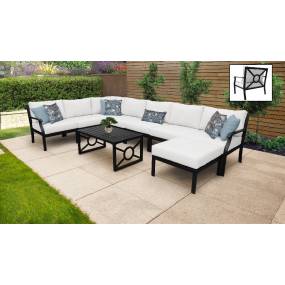 kathy ireland Homes & Gardens Madison Ave. 9 Piece Outdoor Aluminum Patio Furniture Set 09d in Alabaster - TK Classics Madison-09D-White