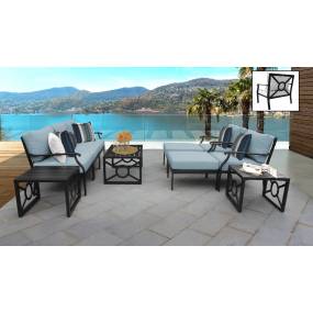 kathy ireland Homes & Gardens Madison Ave. 10 Piece Outdoor Aluminum Patio Furniture Set 10c in Tranquil - TK Classics Madison-10C-Spa