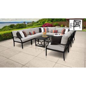 kathy ireland Homes & Gardens Madison Ave. 11 Piece Outdoor Aluminum Patio Furniture Set 11a in Almond - TK Classics Madison-11A-Beige