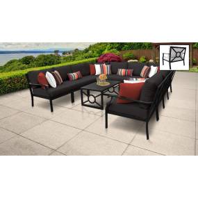 kathy ireland Homes & Gardens Madison Ave. 11 Piece Outdoor Aluminum Patio Furniture Set 11a in Onyx - TK Classics Madison-11A-Black