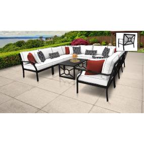 kathy ireland Homes & Gardens Madison Ave. 11 Piece Outdoor Aluminum Patio Furniture Set 11a in Snow - TK Classics Madison-11A-Snow
