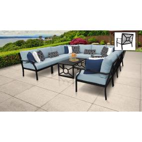 kathy ireland Homes & Gardens Madison Ave. 11 Piece Outdoor Aluminum Patio Furniture Set 11a in Tranquil - TK Classics Madison-11A-Spa