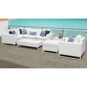 Miami 8 Piece Outdoor Wicker Patio Furniture Set 08g in Sail White - TK Classics Miami-08G-White