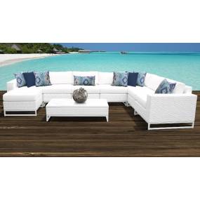 Miami 9 Piece Outdoor Wicker Patio Furniture Set 09b in Sail White - TK Classics Miami-09B-White