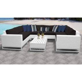 Miami 9 Piece Outdoor Wicker Patio Furniture Set 09c in Black - TK Classics Miami-09C-Black