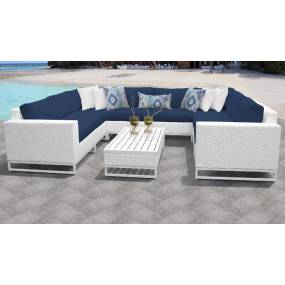 Miami 9 Piece Outdoor Wicker Patio Furniture Set 09c in Navy - TK Classics Miami-09C-Navy