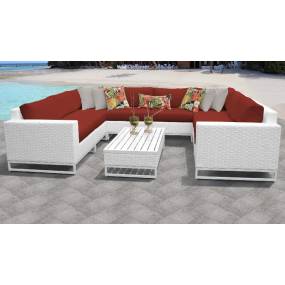Miami 9 Piece Outdoor Wicker Patio Furniture Set 09c in Terracotta - TK Classics Miami-09C-Terracotta