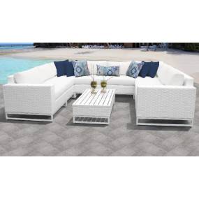 Miami 9 Piece Outdoor Wicker Patio Furniture Set 09c in Sail White - TK Classics Miami-09C-White