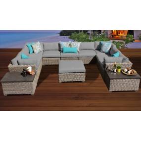 Monterey 12 Piece Outdoor Wicker Patio Furniture Set 12a in Grey - TK Classics Monterey-12A-Grey