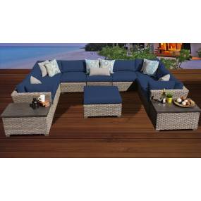 Monterey 12 Piece Outdoor Wicker Patio Furniture Set 12a in Navy - TK Classics Monterey-12A-Navy