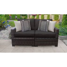 kathy ireland Homes & Gardens River Brook 2 Piece Outdoor Wicker Patio Furniture Set 02a in Onyx - TK Classics River-02A-Black