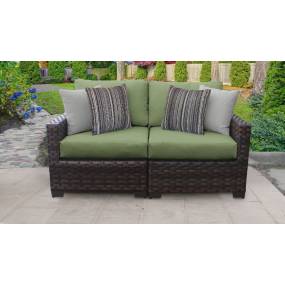 kathy ireland Homes & Gardens River Brook 2 Piece Outdoor Wicker Patio Furniture Set 02a in Forest - TK Classics River-02A-Cilantro