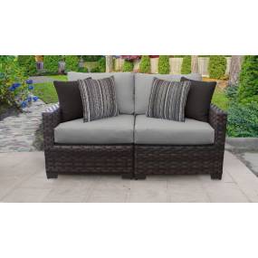 kathy ireland Homes & Gardens River Brook 2 Piece Outdoor Wicker Patio Furniture Set 02a in Slate - TK Classics River-02A-Grey