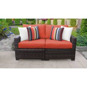 kathy ireland Homes & Gardens River Brook 2 Piece Outdoor Wicker Patio Furniture Set 02a in Persimmon - TK Classics River-02A-Tangerine