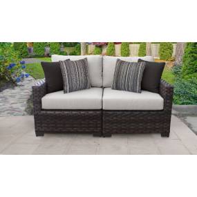 kathy ireland Homes & Gardens River Brook 2 Piece Outdoor Wicker Patio Furniture Set 02a in Truffle - TK Classics River-02A