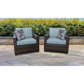 kathy ireland Homes & Gardens River Brook 2 Piece Outdoor Wicker Patio Furniture Set 02b in Tranquil - TK Classics River-02B-Spa