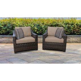 kathy ireland Homes & Gardens River Brook 2 Piece Outdoor Wicker Patio Furniture Set 02b in Toffee - TK Classics River-02B-Wheat