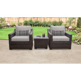 kathy ireland Homes & Gardens River Brook 3 Piece Outdoor Wicker Patio Furniture Set 03a in Truffle - TK Classics River-03A-Ash