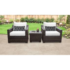 kathy ireland Homes & Gardens River Brook 3 Piece Outdoor Wicker Patio Furniture Set 03a in Alabaster - TK Classics River-03A-White
