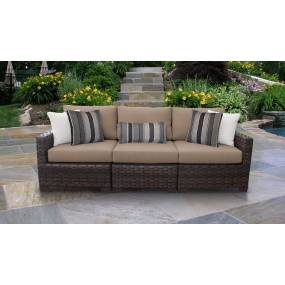 kathy ireland Homes & Gardens River Brook 3 Piece Outdoor Wicker Patio Furniture Set 03c in Toffee - TK Classics River-03C-Wheat