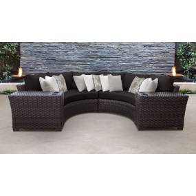 kathy ireland Homes & Gardens River Brook 4 Piece Outdoor Wicker Patio Furniture Set 04a in Onyx - TK Classics River-04A-Black