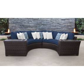 kathy ireland Homes & Gardens River Brook 4 Piece Outdoor Wicker Patio Furniture Set 04a in Midnight - TK Classics River-04A-Navy