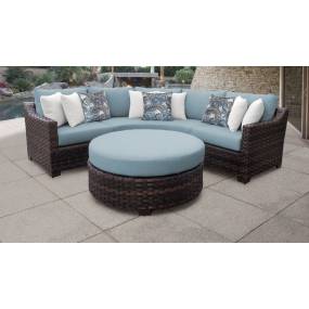 kathy ireland Homes & Gardens River Brook 4 Piece Outdoor Wicker Patio Furniture Set 04b in Tranquil - TK Classics River-04B-Spa