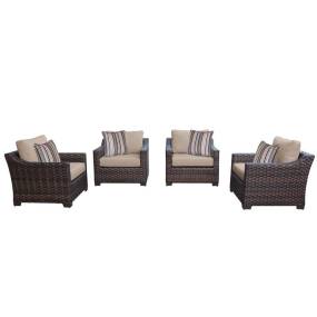 kathy ireland Homes & Gardens River Brook 4 Piece Outdoor Wicker Patio Furniture Set 04g in Toffee - TK Classics River-04G-Wheat