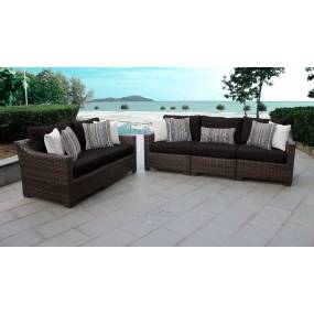 kathy ireland Homes & Gardens River Brook 5 Piece Outdoor Wicker Patio Furniture Set 05a in Onyx - TK Classics River-05A-Black