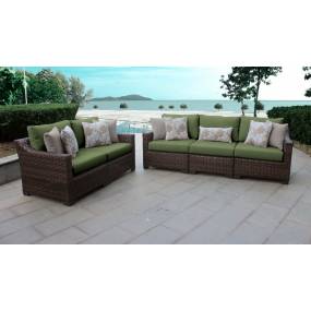 kathy ireland Homes & Gardens River Brook 5 Piece Outdoor Wicker Patio Furniture Set 05a in Forest - TK Classics River-05A-Cilantro