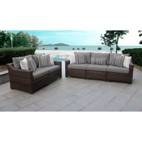 kathy ireland Homes & Gardens River Brook 5 Piece Outdoor Wicker Patio Furniture Set 05a in Slate - TK Classics River-05A-Grey