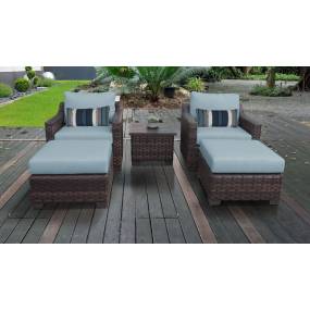kathy ireland Homes & Gardens River Brook 5 Piece Outdoor Wicker Patio Furniture Set 05b in Tranquil - TK Classics River-05B-Spa