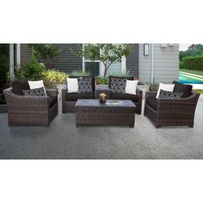 kathy ireland Homes & Gardens River Brook 6 Piece Outdoor Wicker Patio Furniture Set 06a in Onyx - TK Classics River-06A-Black