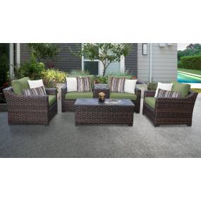 kathy ireland Homes & Gardens River Brook 6 Piece Outdoor Wicker Patio Furniture Set 06a in Forest - TK Classics River-06A-Cilantro