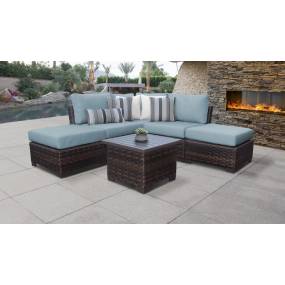 kathy ireland Homes & Gardens River Brook 6 Piece Outdoor Wicker Patio Furniture Set 06b in Tranquil - TK Classics River-06B-Spa