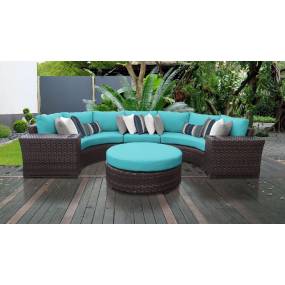 kathy ireland Homes & Gardens River Brook 6 Piece Outdoor Wicker Patio Furniture Set 06c in Aqua - TK Classics River-06C-Aruba