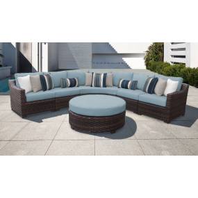 kathy ireland Homes & Gardens River Brook 6 Piece Outdoor Wicker Patio Furniture Set 06h in Tranquil - TK Classics River-06H-Spa