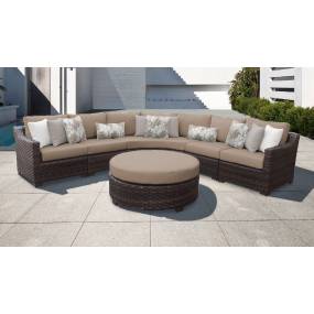 kathy ireland Homes & Gardens River Brook 6 Piece Outdoor Wicker Patio Furniture Set 06h in Toffee - TK Classics River-06H-Wheat