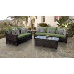 kathy ireland Homes & Gardens River Brook 6 Piece Outdoor Wicker Patio Furniture Set 06m in Forest - TK Classics River-06M-Cilantro