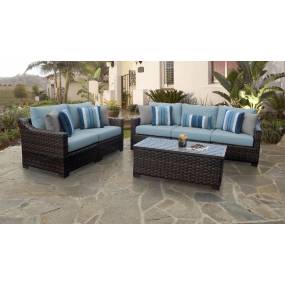 kathy ireland Homes & Gardens River Brook 6 Piece Outdoor Wicker Patio Furniture Set 06m in Tranquil - TK Classics River-06M-Spa