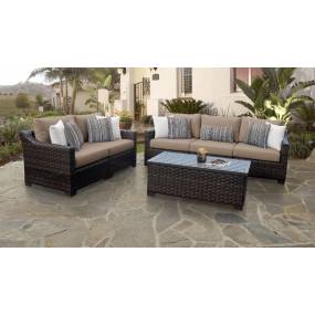kathy ireland Homes & Gardens River Brook 6 Piece Outdoor Wicker Patio Furniture Set 06m in Toffee - TK Classics River-06M-Wheat