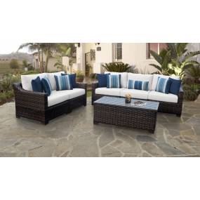 kathy ireland Homes & Gardens River Brook 6 Piece Outdoor Wicker Patio Furniture Set 06m in Alabaster - TK Classics River-06M-White