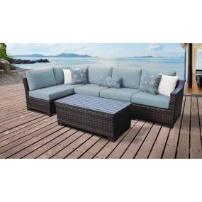 kathy ireland Homes & Gardens River Brook 6 Piece Outdoor Wicker Patio Furniture Set 06q in Tranquil - TK Classics River-06Q-Spa