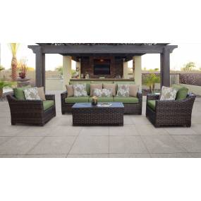 kathy ireland Homes & Gardens River Brook 6 Piece Outdoor Wicker Patio Furniture Set 06r in Forest - TK Classics River-06R-Cilantro