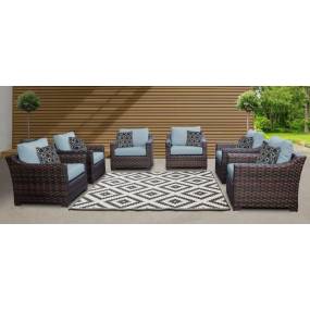 kathy ireland Homes & Gardens River Brook 6 Piece Outdoor Wicker Patio Furniture Set 06w in Tranquil - TK Classics River-06W-Spa