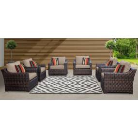 kathy ireland Homes & Gardens River Brook 6 Piece Outdoor Wicker Patio Furniture Set 06w in Toffee - TK Classics River-06W-Wheat