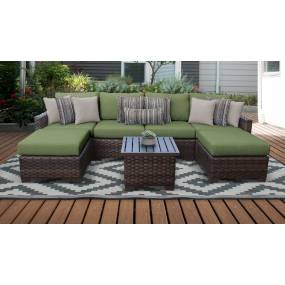 kathy ireland Homes & Gardens River Brook 7 Piece Outdoor Wicker Patio Furniture Set 07a in Forest - TK Classics River-07A-Cilantro