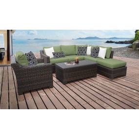 kathy ireland Homes & Gardens River Brook 7 Piece Outdoor Wicker Patio Furniture Set 07f in Forest - TK Classics River-07F-Cilantro